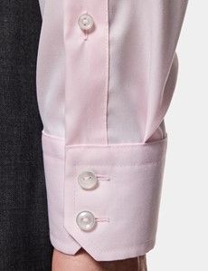 Slim Fit Pink Twill Non-Iron Curtis Shirt - Contrast Detail