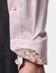 Slim Fit Pink Twill Non-Iron Curtis Shirt - Contrast Detail