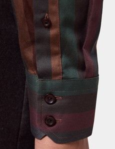 Slim Fit Wine & Brown Stripe Curtis Shirt