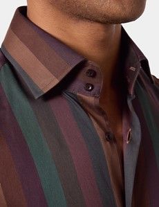 Slim Fit Wine & Brown Stripe Curtis Shirt