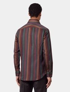 Slim Fit Wine & Brown Stripe Curtis Shirt