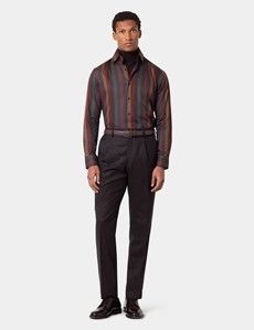 Slim Fit Wine & Brown Stripe Curtis Shirt