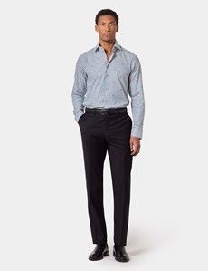 Slim Fit Blue & White Dobby Fox Stripe Curtis Shirt