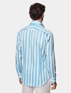 Slim Fit Blue & White Bengal Stripe Curtis Shirt