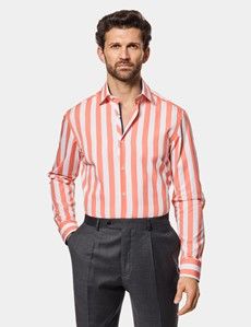 Slim Fit Orange & White Bengal Stripe Curtis Shirt