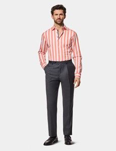 Slim Fit Orange & White Bengal Stripe Curtis Shirt