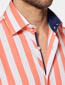 Slim Fit Orange & White Bengal Stripe Curtis Shirt