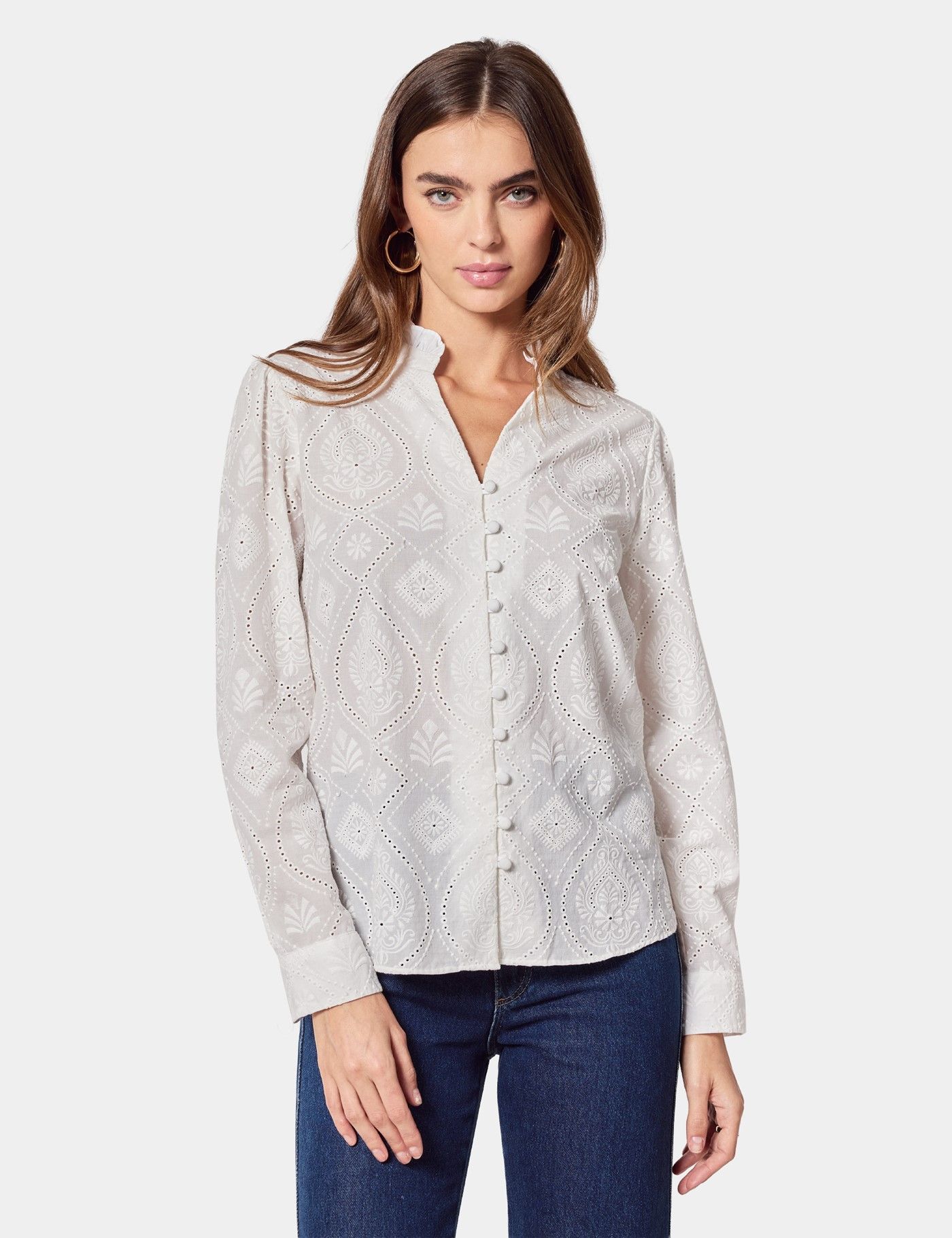 White Broderie Anglaise Boutique Shirt