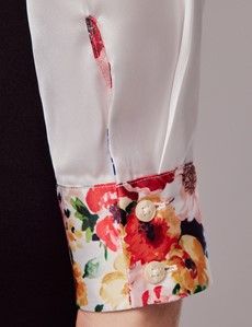 White & Red Floral Boutique Satin Blouse-preview4