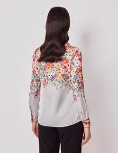 White & Red Floral Boutique Satin Blouse-preview3