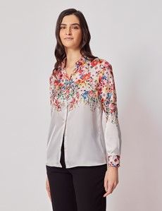 White & Red Floral Boutique Satin Blouse-preview2