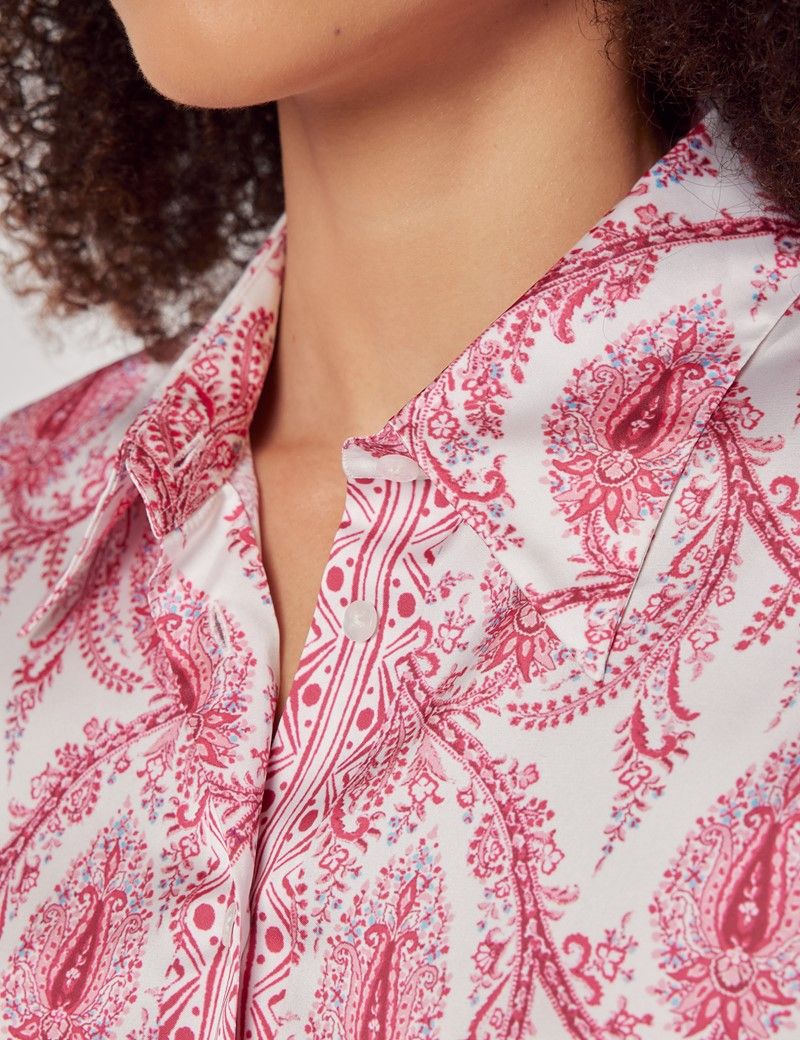 Relaxed White & Pink Paisley Boutique Blouse-preview