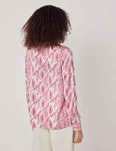 Relaxed White & Pink Paisley Boutique Blouse
