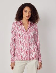 Relaxed White & Pink Paisley Boutique Blouse
