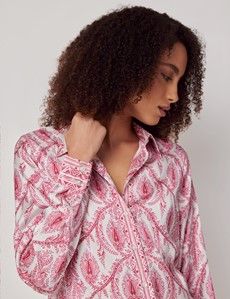 Relaxed White & Pink Paisley Boutique Blouse