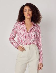 Relaxed White & Pink Paisley Boutique Blouse