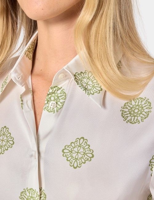 Relaxed Fit Cream & Green Floral Boutique Blouse-preview