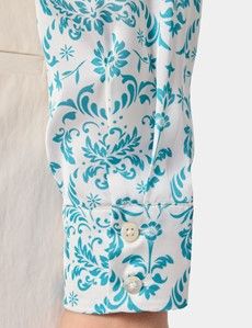 Relaxed Fit Cream & Green Floral Boutique Blouse