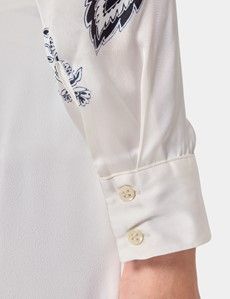 Relaxed Fit Cream & Black Floral Boutique Blouse