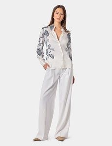 Relaxed Fit Cream & Black Floral Boutique Blouse