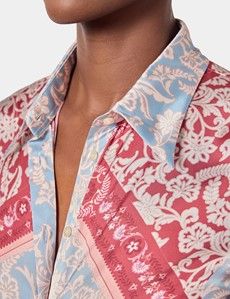 Relaxed Fit Light Blue & Red Paisley Boutique Blouse