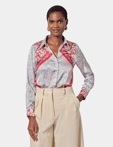 Relaxed Fit Light Blue & Red Paisley Boutique Blouse