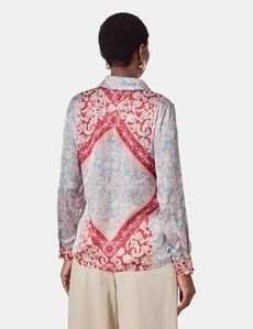 Relaxed Fit Light Blue & Red Paisley Boutique Blouse