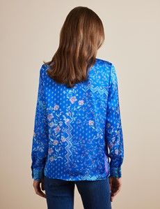 Relaxed Fit Blue & Pink Floral Boutique Blouse