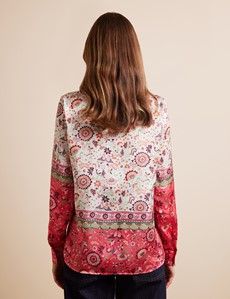 Relaxed Fit White & Pink Floral Boutique Blouse