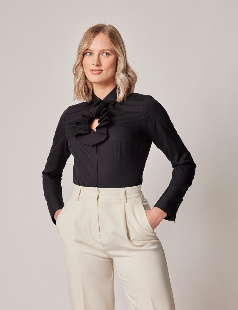 Black collar shirt womens best sale