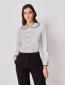 White Double Collar Semi Fitted Boutique Shirt