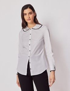 White Double Collar Semi Fitted Boutique Shirt-preview2