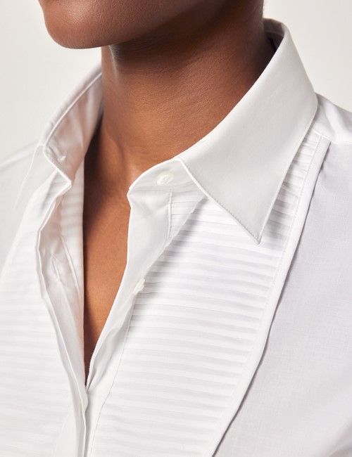 White Cotton Pleated Front Boutique Shirt-preview