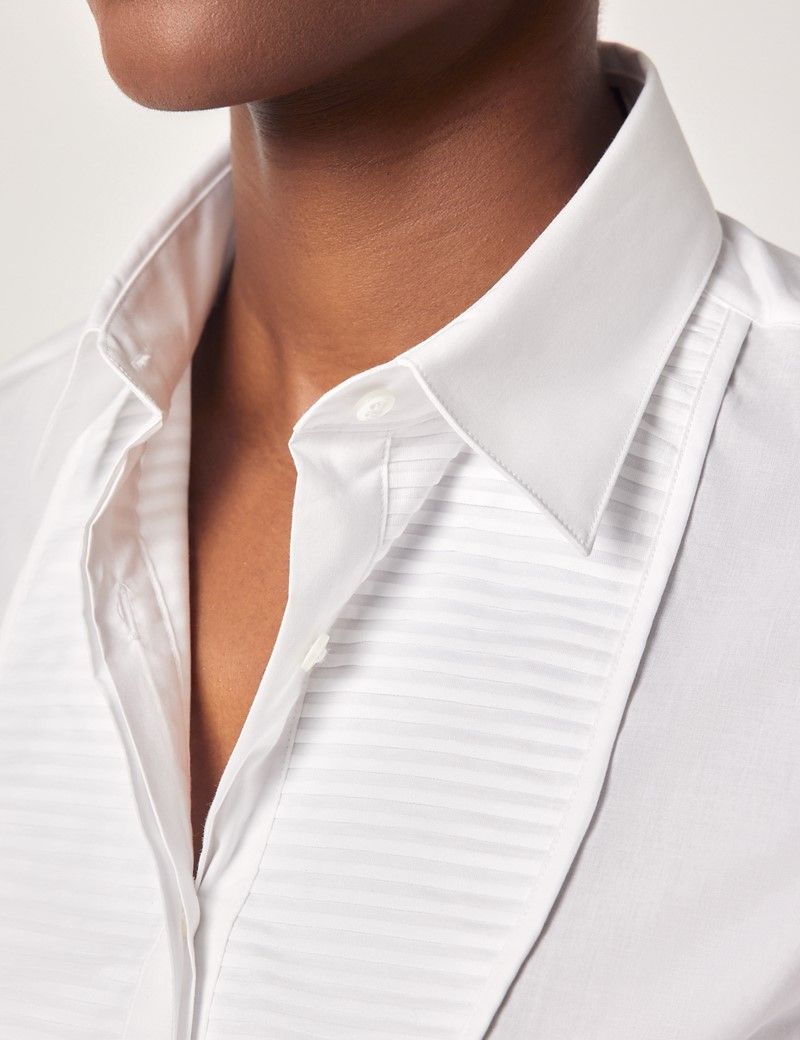 White Pleated Front Boutique Shirt-preview