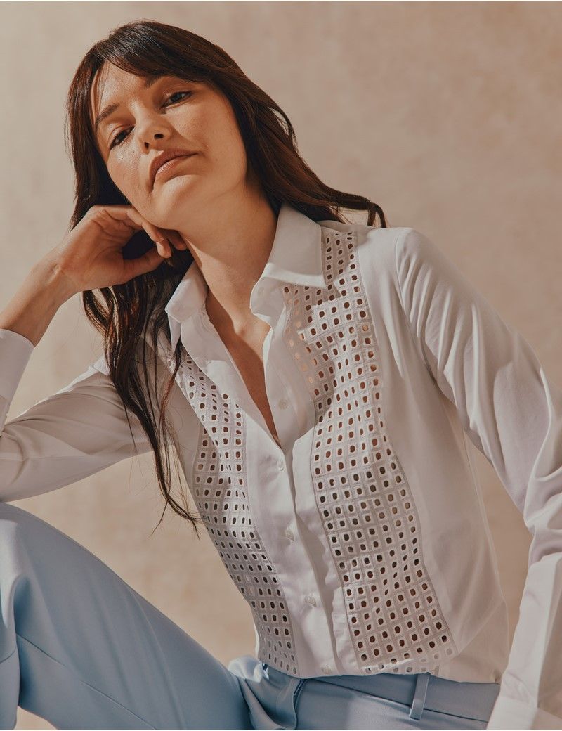 White Broderie Panel Boutique Shirt-preview