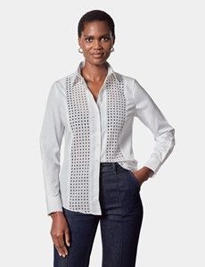 White Broderie Panel Boutique Shirt