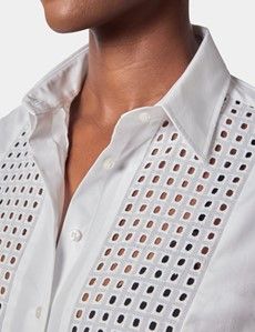 White Broderie Panel Boutique Shirt