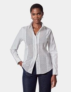 White Broderie Panel Boutique Shirt