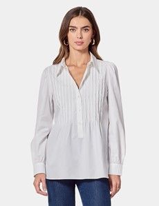 Relaxed Fit White Pintucked Boutique Shirt