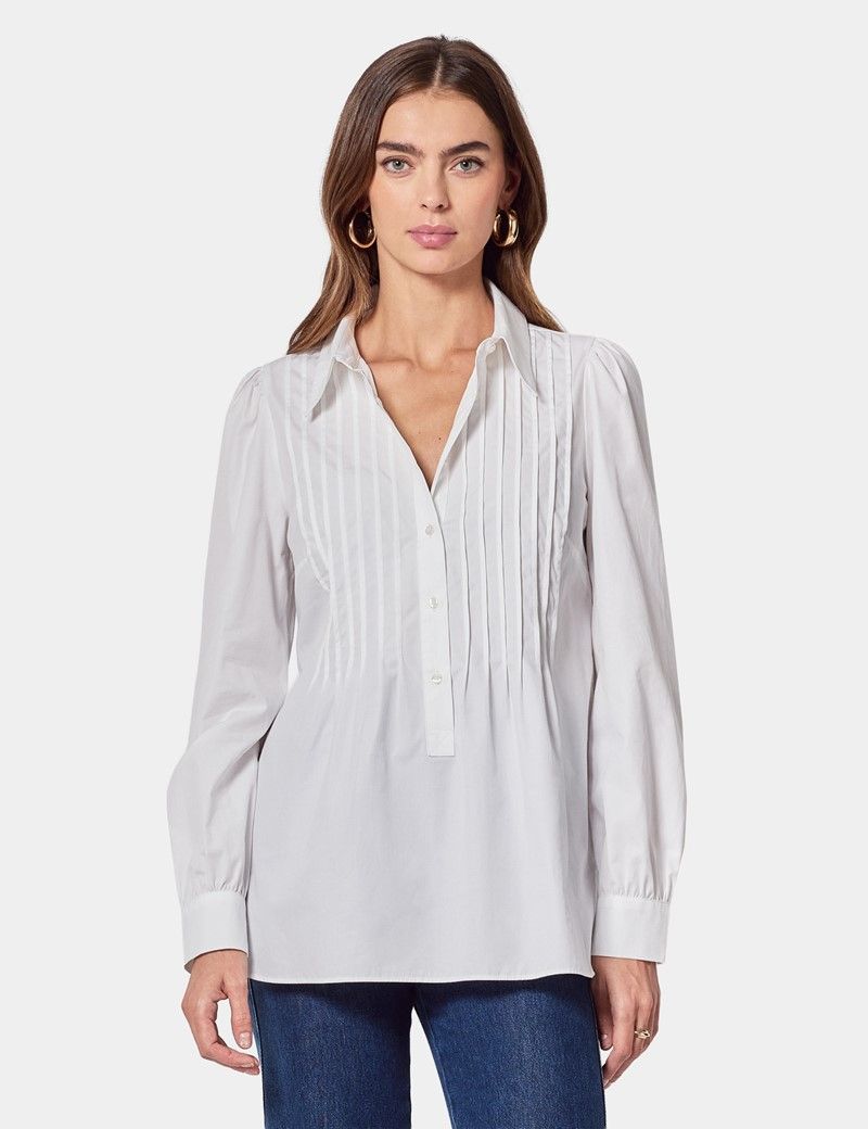 Relaxed Fit White Pintucked Boutique Shirt