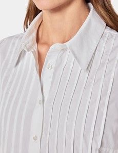 Relaxed Fit White Pintucked Boutique Shirt