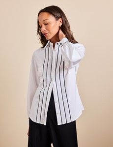 Semi-Fitted White Shirt With Contrast Piping
