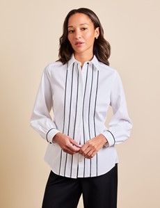 Semi-Fitted White Shirt With Contrast Piping