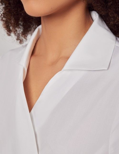 White Cotton Stretch Wrap Boutique Shirt-preview
