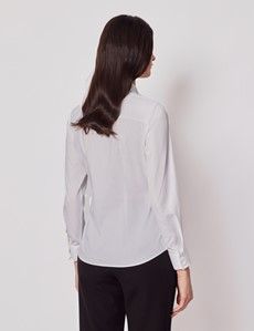 White Contrast Ribbon Boutique Shirt