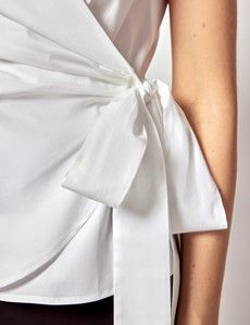 White Cotton Stretch Wrap Sleeveless Boutique Shirt-preview3