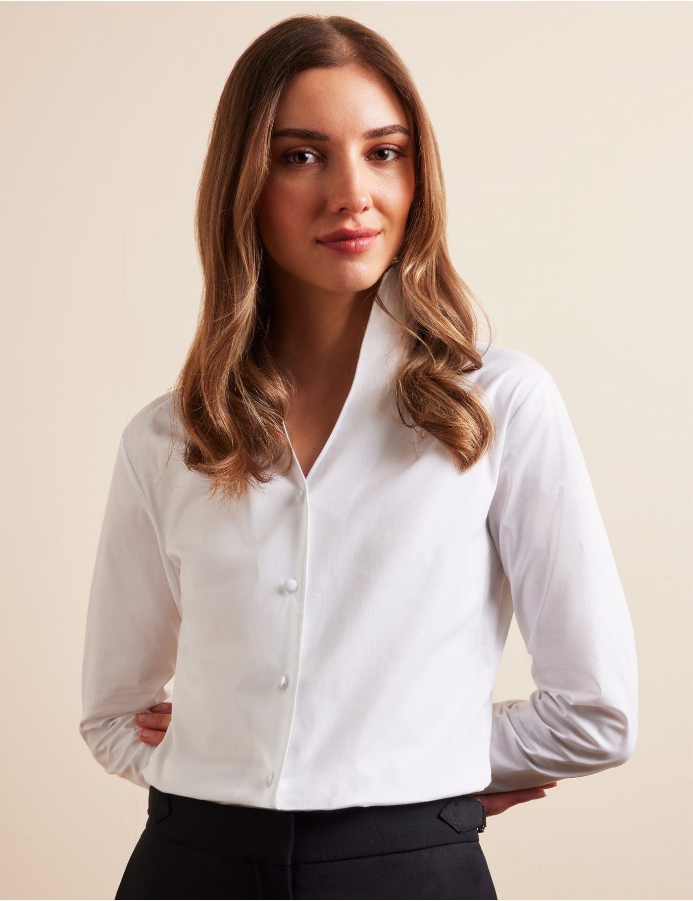 Semi-Fitted White & Blue Butcher Stripe Shirt