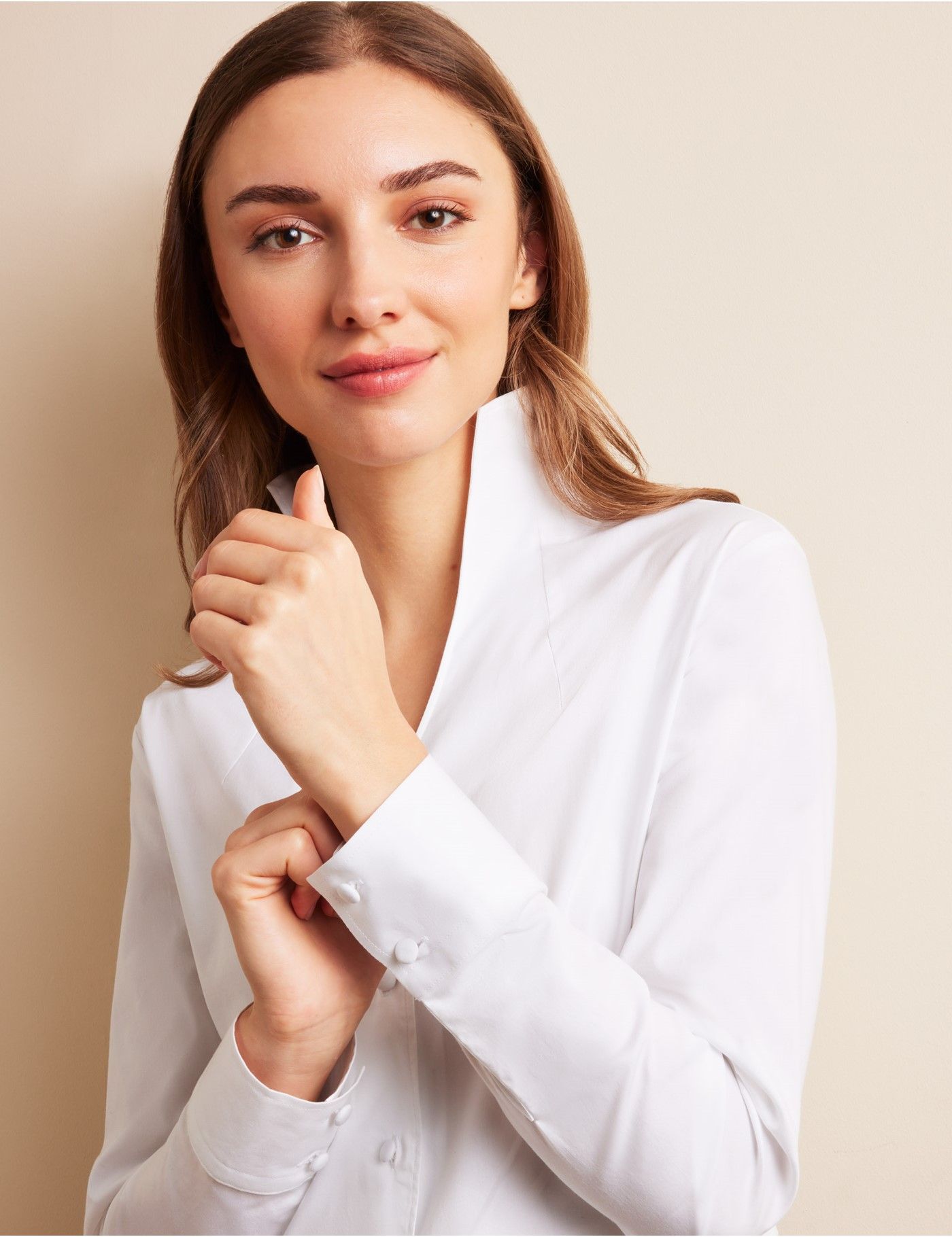 Semi-Fitted White & Blue Butcher Stripe Shirt