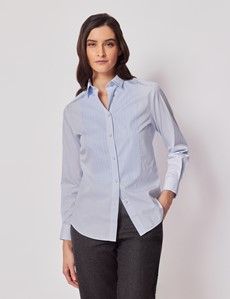 Blue & White Stripe Boutique Shirt - Bib Front-preview2