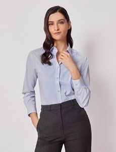 Blue & White Stripe Boutique Shirt - Bib Front